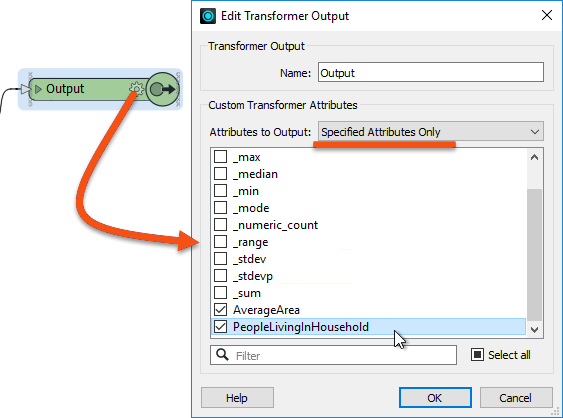 Exposing an output attribute in a custom transformer